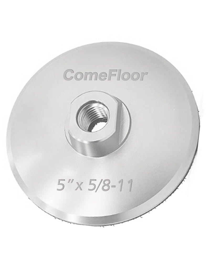 ComeFloor Aluminum Backer Pad, 5 Inch Hook and Loop Backing Pad, 5/8”-11 Threaded - Image 1